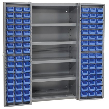 GLOBAL INDUSTRIAL Bin Cabinet with 96 Blue Bins, 38x24x72 662152BL